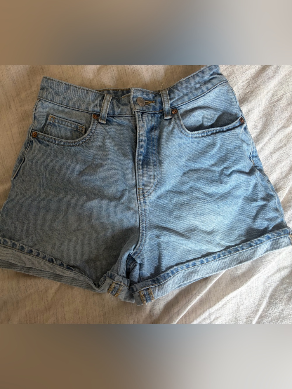H&M Light Blue Washed Denim Shorts